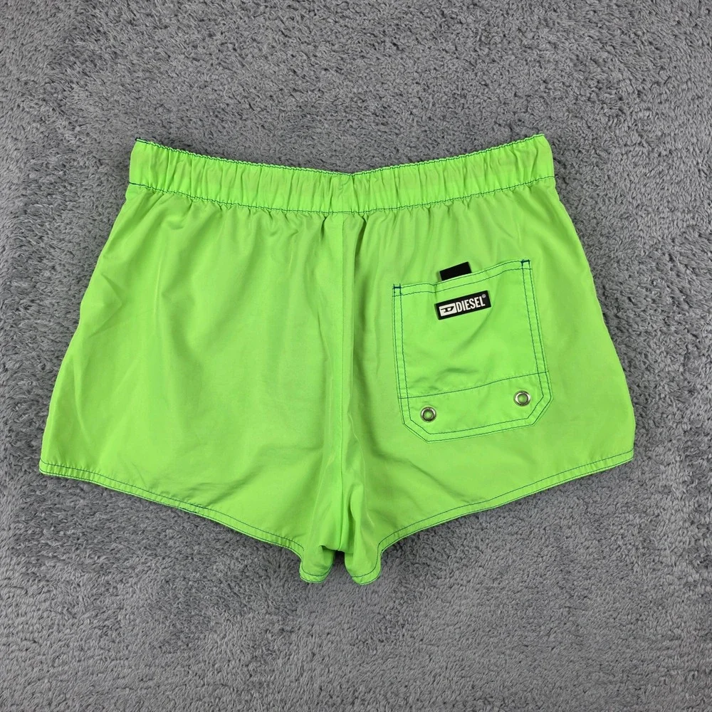 Diesel Swim Trunks Mens S Neon Green Blue Logo Drawstring Beachwear 2